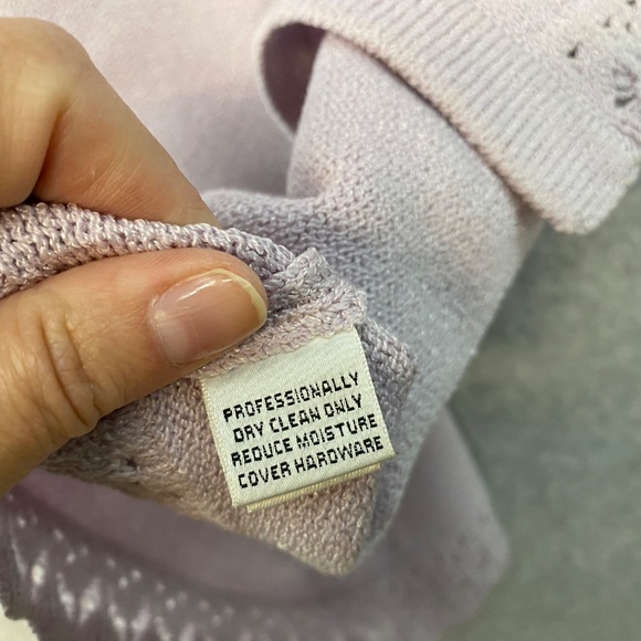 St John Collection Size 4 Short Sleeve Lavender Button Front Cardigan Sweater - Picture 8 of 11